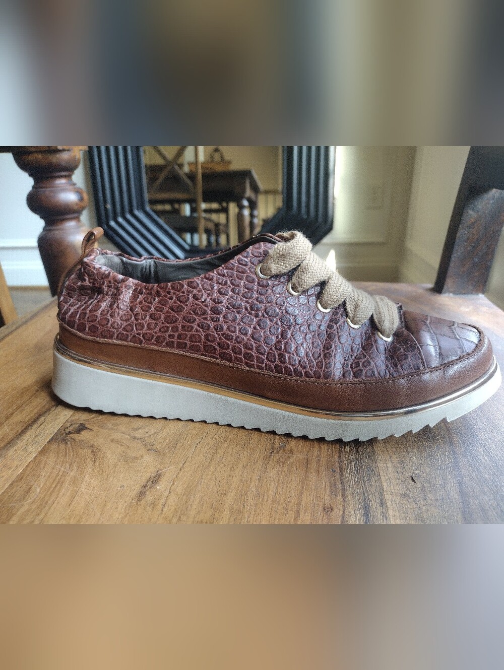 XSA Italy Brown Leather Croc Sneakers Size 38 (8)